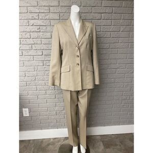 Kasper Women Tan Professional Career 2 Pcs Pant Suit Set Size 6